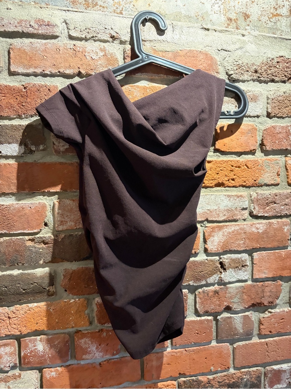 Zara Women's Asymmetric Brown Draped Top - Picture 2 of 3